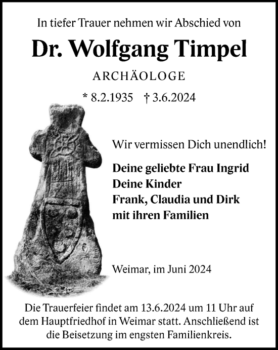 Traueranzeige von Wolfgang Timpel von Thüringer Allgemeine, Thüringische Landeszeitung