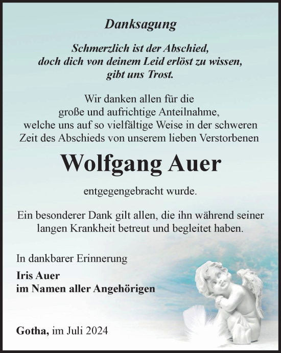 Traueranzeige von Wolfgang Auer