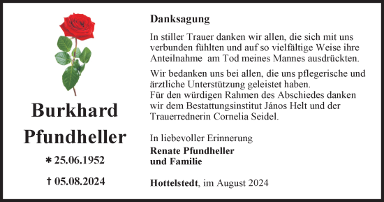 Traueranzeige von Burkhard Pfundheller von Thüringer Allgemeine, Thüringische Landeszeitung