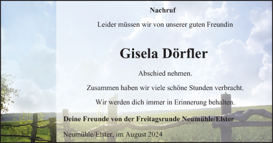 Traueranzeige von Gisela Dörfler