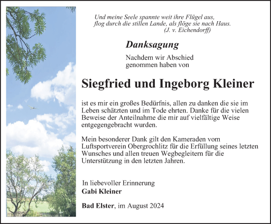 Traueranzeige von Siegfried und Ingeborg Kleiner