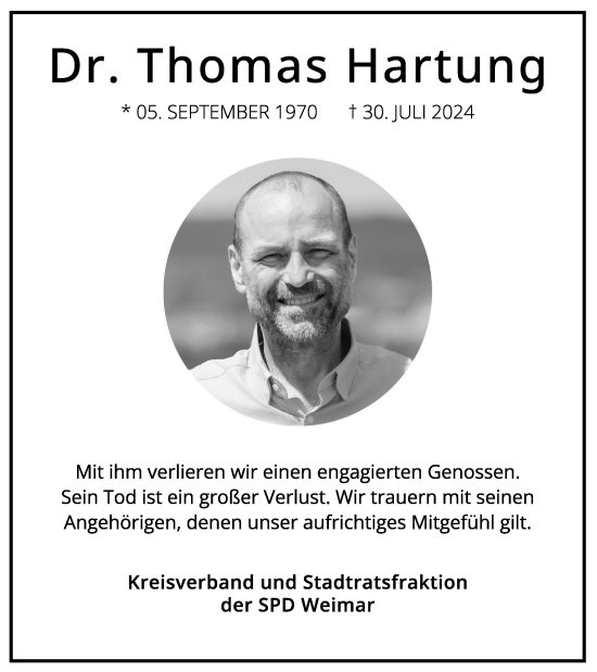 Traueranzeige von Thomas Hartung von Thüringer Allgemeine, Thüringische Landeszeitung