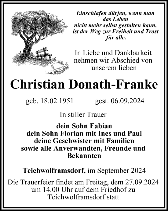 Traueranzeige von Christian Donath-Franke