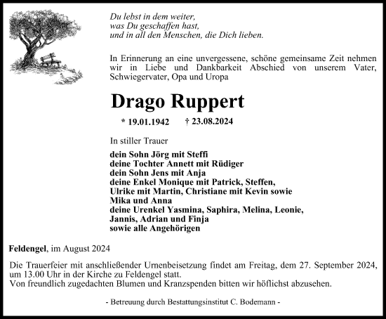 Traueranzeige von Drago Ruppert