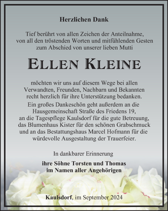 Traueranzeige von Ellen Kleine