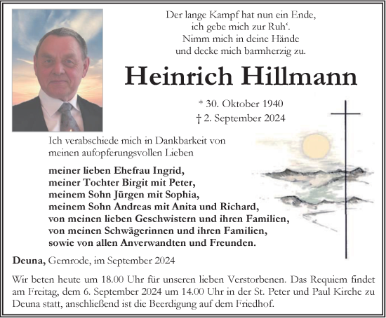 Traueranzeige von Heinrich Hillmann von Thüringer Allgemeine