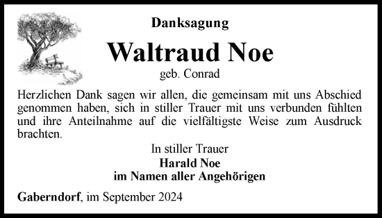 Traueranzeige von Waltraud Noe von Thüringer Allgemeine, Thüringische Landeszeitung