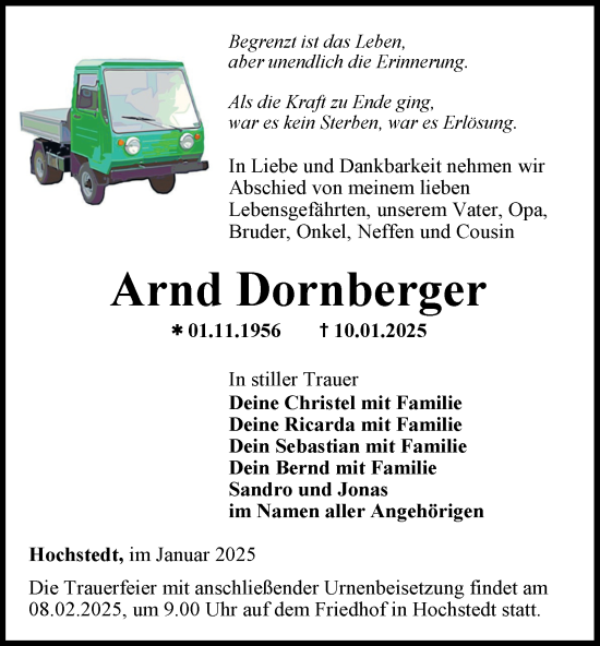 Traueranzeige von Arnd Dornberger von Thüringer Allgemeine, Thüringische Landeszeitung