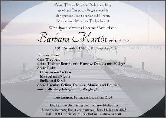 Traueranzeige von Barbara Martin von Thüringer Allgemeine