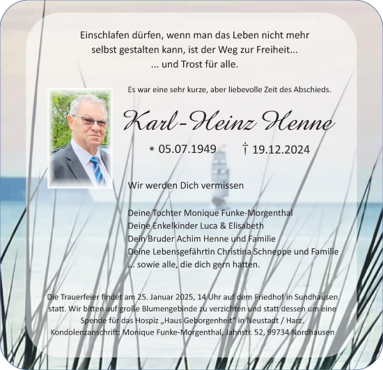 Traueranzeige von Karl-Heinz Henne von Thüringer Allgemeine