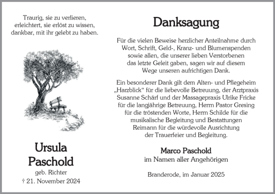 Traueranzeige von Ursula Paschold von Thüringer Allgemeine