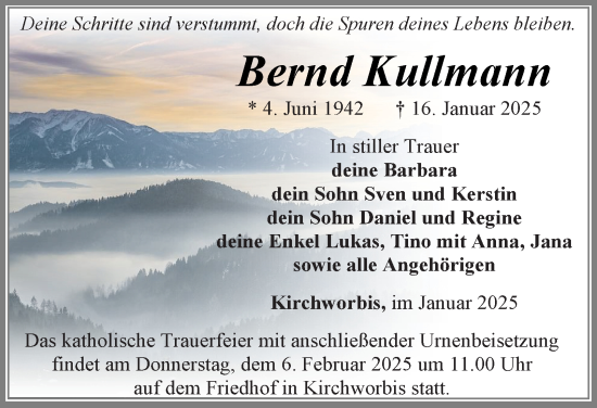 Traueranzeige von Bernd Kullmann von Thüringer Allgemeine