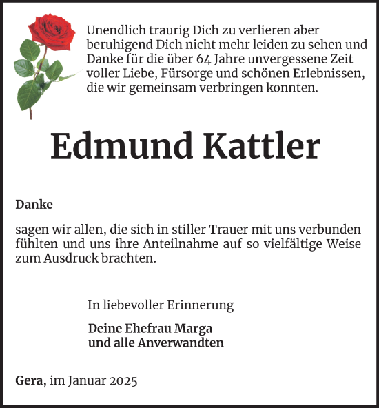 Traueranzeige von Edmund Kattler