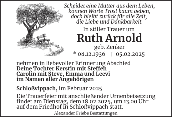 Traueranzeige von Ruth Arnold