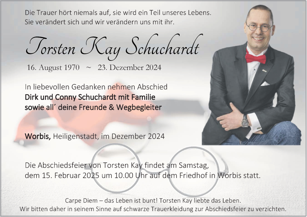  Traueranzeige für Torsten Kay Schuchardt vom 08.02.2025 aus Thüringer Allgemeine
