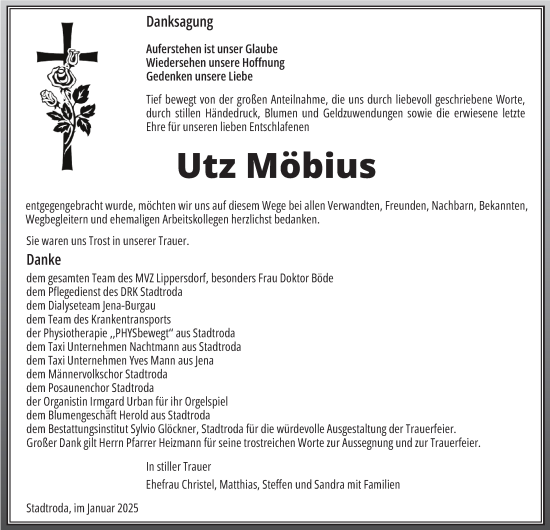 Traueranzeige von Utz Möbius von OTZ