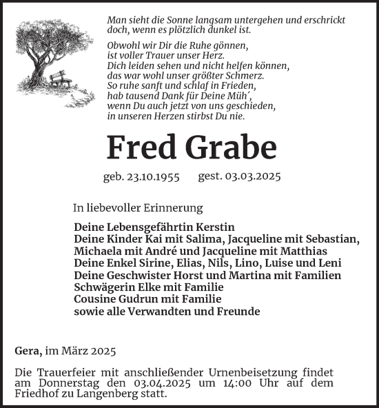 Traueranzeige von Fred Grabe