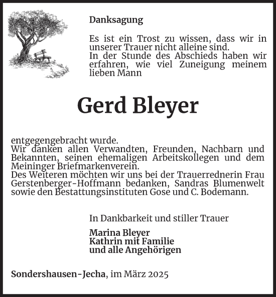 Traueranzeige von Gerd Bleyer