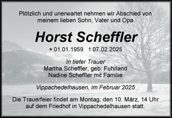 Traueranzeige von Horst Scheffler von Thüringer Allgemeine, Thüringische Landeszeitung
