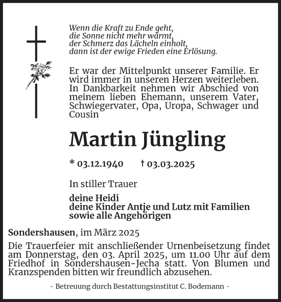 Traueranzeige von Martin Jüngling
