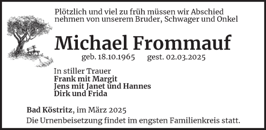 Traueranzeige von Michael Frommauf