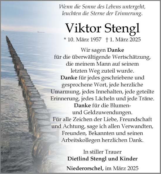 Traueranzeige von Viktor Stengl von Thüringer Allgemeine
