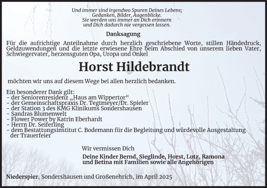 Traueranzeige von Horst Hildebrandt