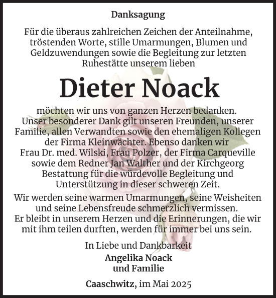 Traueranzeige von Dieter Noack