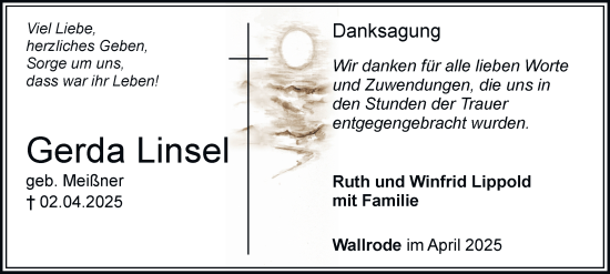 Traueranzeige von Gerda Linsel von Thüringer Allgemeine