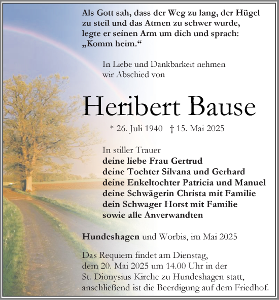 Traueranzeige von Heribert Bause von Thüringer Allgemeine