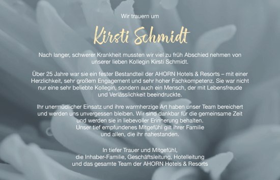 Traueranzeige von Kirsti Schmidt von Thüringer Allgemeine, Thüringische Landeszeitung