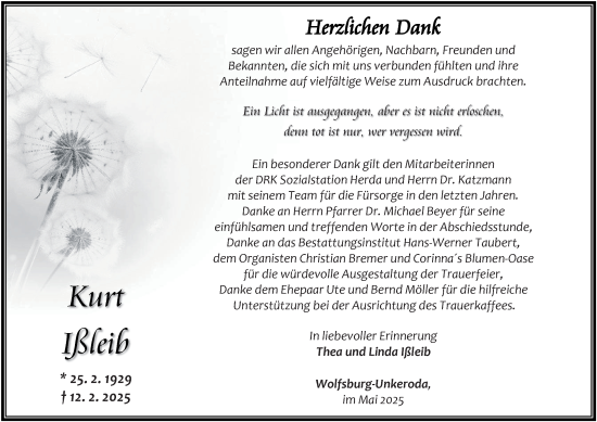 Traueranzeige von Kurt Ißleib von Thüringer Allgemeine, Thüringische Landeszeitung