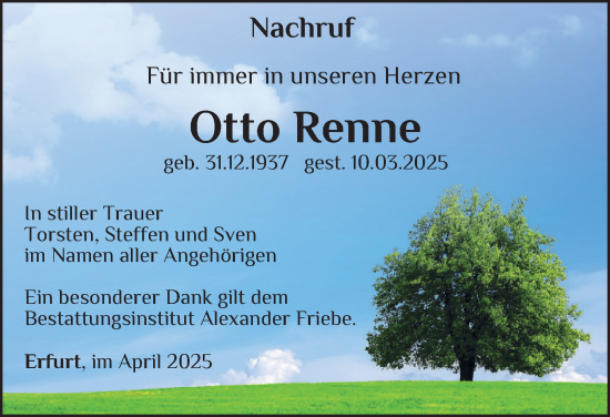 Traueranzeige von Otto Renne