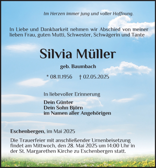 Traueranzeige von Silvia Müller von Thüringer Allgemeine, Thüringische Landeszeitung