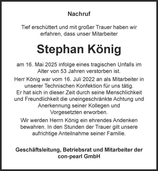 Traueranzeige von Stephan König von Thüringer Allgemeine
