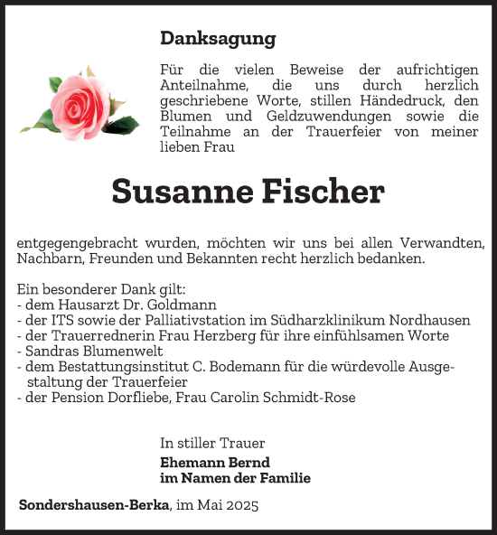 Traueranzeige von Susanne Fischer