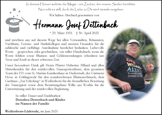 Traueranzeige von Hermann Josef Dettenbach von Thüringer Allgemeine
