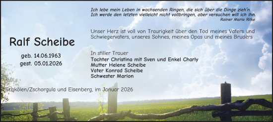 Traueranzeige von Ralf Scheibe von Ostthüringer Zeitung