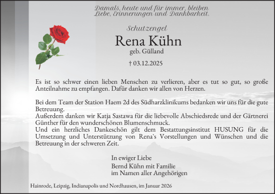 Traueranzeige von Rena Kühn von Thüringer Allgemeine