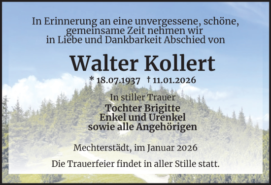 Traueranzeige von Walter Kollert von Thüringer Allgemeine, Thüringische Landeszeitung