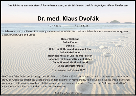 Traueranzeige von Klaus Dvorak von Thüringer Allgemeine