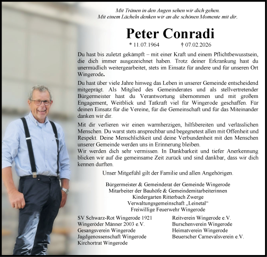 Traueranzeige von Peter Conradi von Thüringer Allgemeine