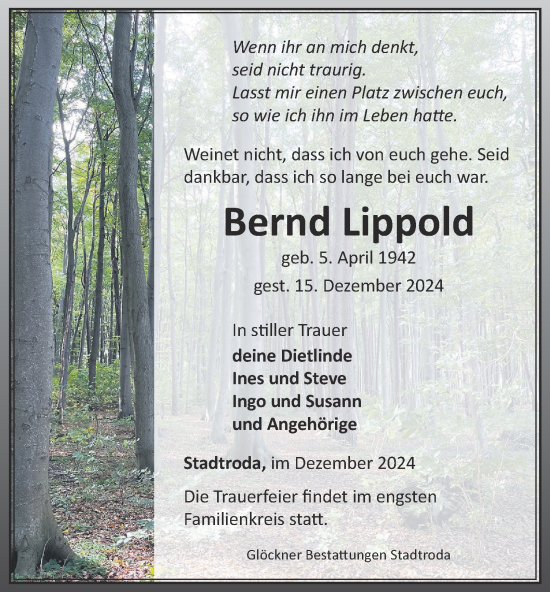 Zur Gedenkseite von Bernd Lippold