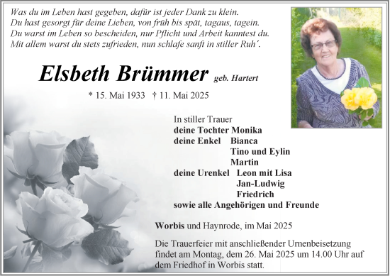 Zur Gedenkseite von Elsbeth Brümmer