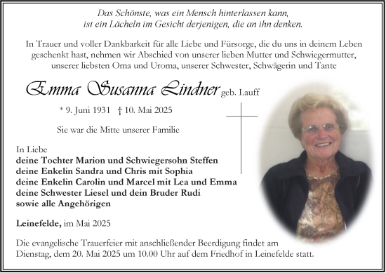Zur Gedenkseite von Emma Susanna Lindner